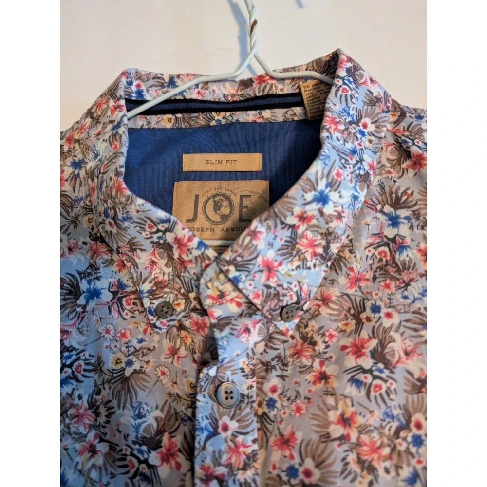 Joseph Abboud Floral Short Sleeve SlimFit Button Down Cotton Men's Shirt Size XL